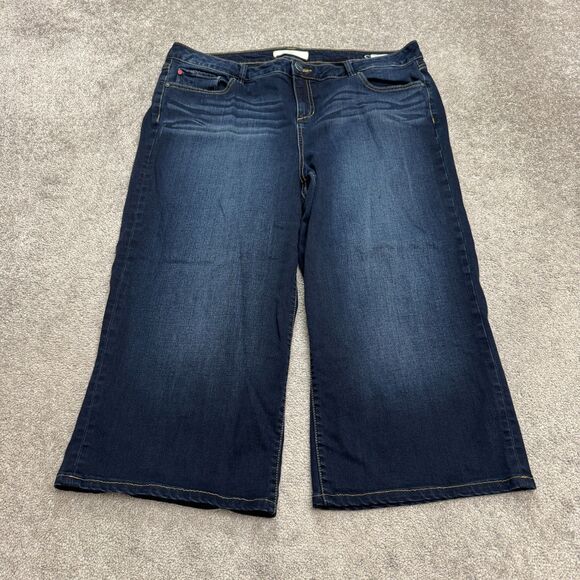 Slink Curvy Wide Leg Cropped Denim Jeans Womens 18 Blue Dark Wash Casual 42x22 - Picture 1 of 16